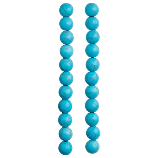 12 Pack: Turquoise Dyed Howlite Round Beads, 10mm by Bead Landing™